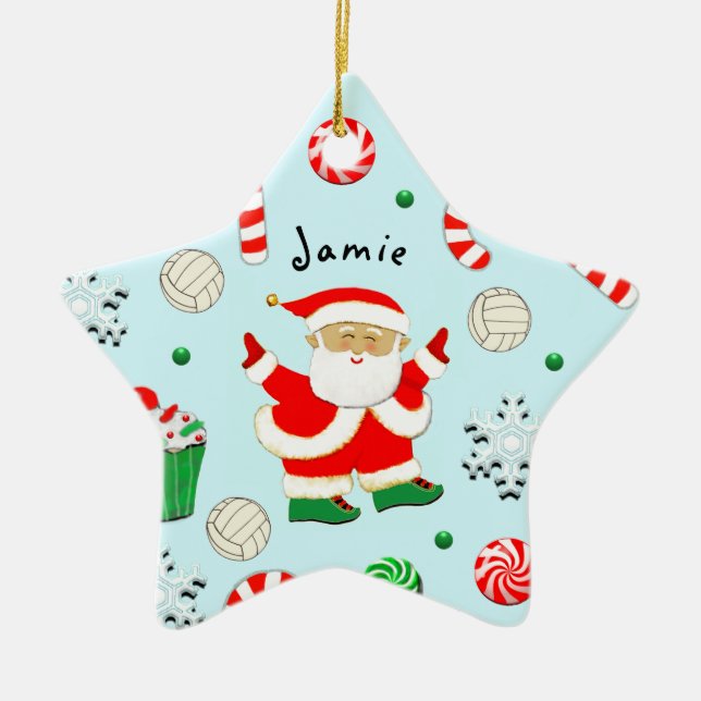 Adorno De Cerámica Regalo de vacaciones de voleibol (Frente)