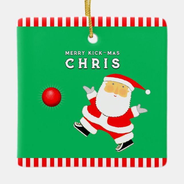 Adorno De Cerámica Regalo de vacaciones del jugador de Kickball (Anverso)