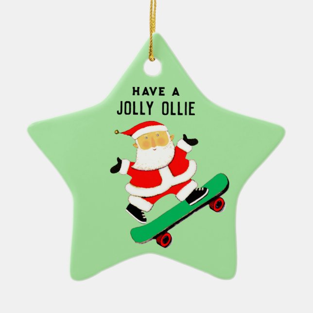 Adorno De Cerámica Regalo de vacaciones para Navidades de skateboardi (Frente)