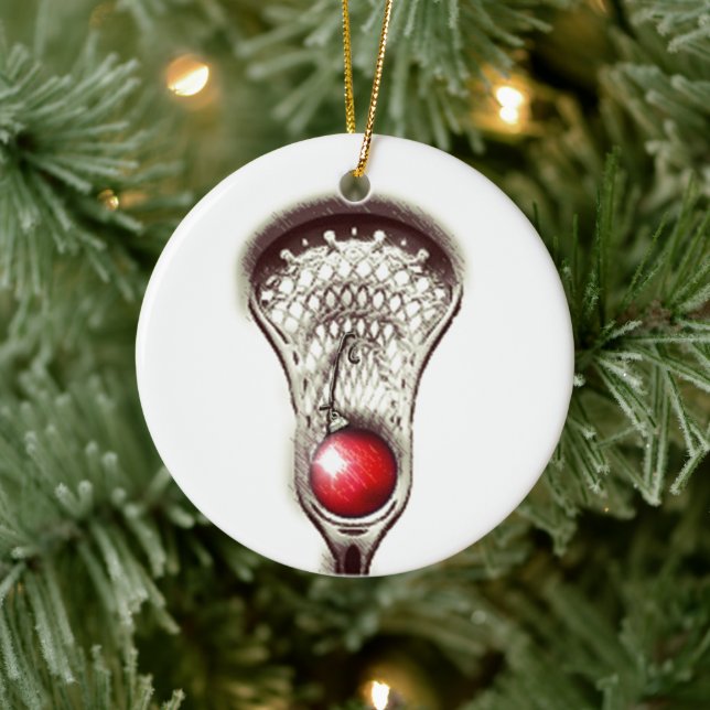 Adorno De Cerámica Regalo de vacaciones personalizado de Lacrosse (Árbol)