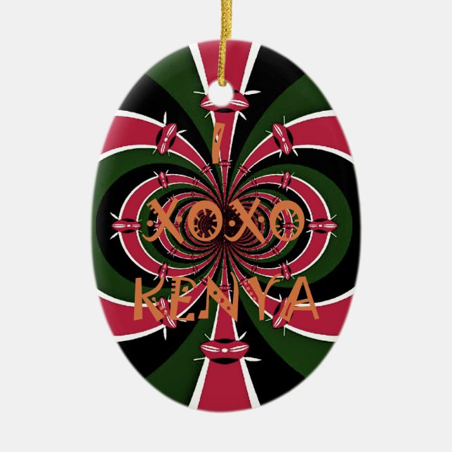 Adorno De Cerámica Regalo de viaje keniano - Diseño de abrazos y beso (Frente)