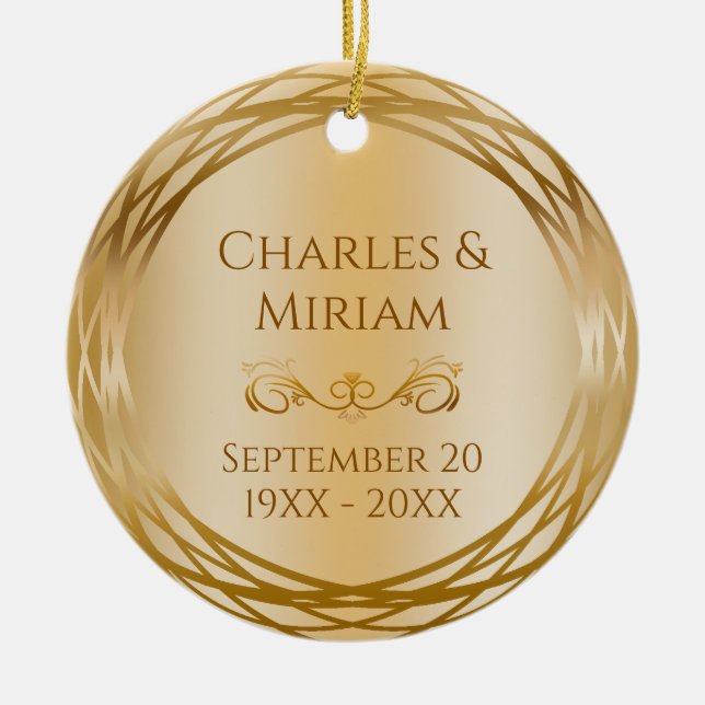 Adorno De Cerámica Regalo del 50° aniversario del Boda Nombre y foto  (Frente)