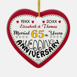 Adorno De Cerámica Regalo del 65° aniversario Navidades en forma de c