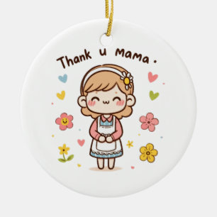 Adorno De Cerámica Regalo del Día de la Madre Gracias mamá