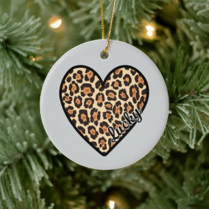 Adorno De Cerámica Regalo del El día de San Valentín Cute Leopard Hea