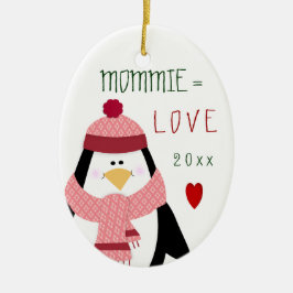 Adorno De Cerámica Regalo del navidad del pingüino del amor MOMMIE
