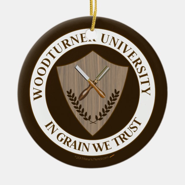Adorno De Cerámica Regalo divertido para la universidad de Woodturner (Frente)