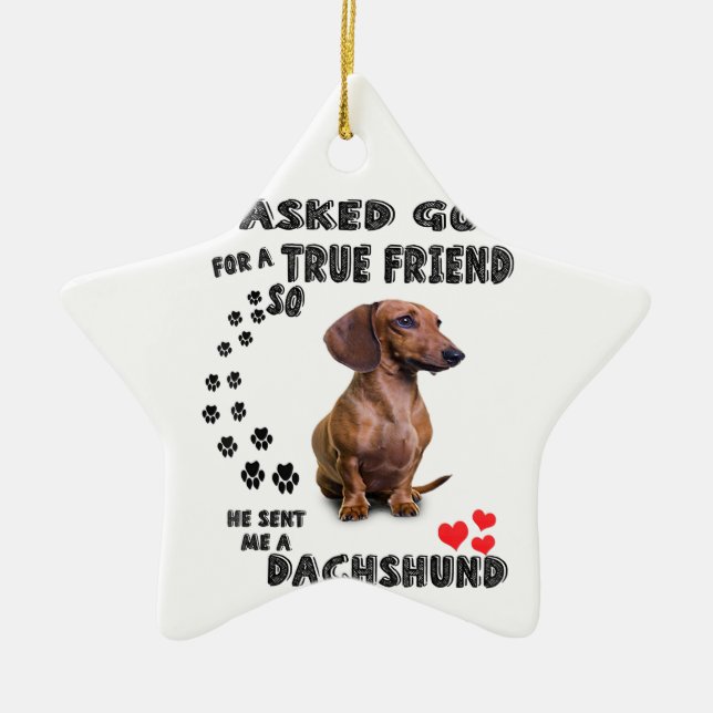 Adorno De Cerámica Regalo en miniatura de Dachshund, Perro de salchic (Frente)