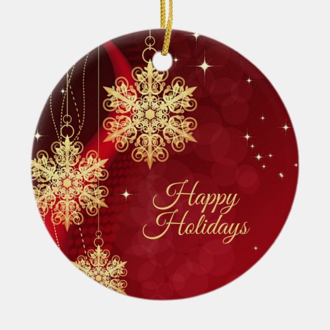 Adorno De Cerámica Regalo Fiesta de navidades Rojo Vacaciones de copo (Frente)