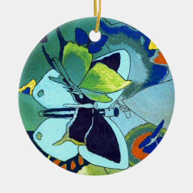 Adorno De Cerámica Regalo Mosaic de mariposa (Frente)