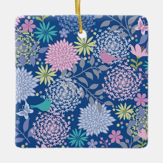 Adorno De Cerámica Regalo navideño Floral 60 cumpleaños (Anverso)