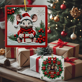 Adorno De Cerámica Regalo navideño y Personalizable del ratón