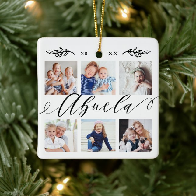 Adorno De Cerámica Regalo para Abuela | Collage de fotos de los nieto (Árbol)