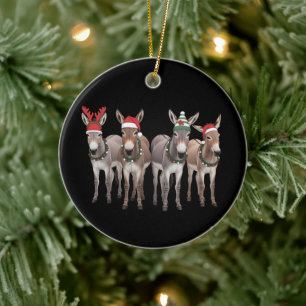 Adorno De Cerámica Regalo para amante de burros de Navidad granja Xma