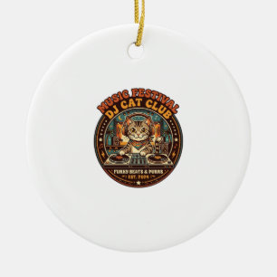 Adorno De Cerámica Regalo para amante de gatos DJ Festival de Música 