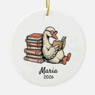 Adorno De Cerámica Regalo para amante de los libros, ganso amante de