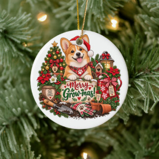 Adorno De Cerámica Regalo para amantes de la jardinería, Corgi Navida