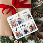 Adorno De Cerámica Regalo para amapola | Collage de fotos de los niet<br><div class="desc">Envía un hermoso regalo personalizado a tu abuelo (amapola) que apreciará para siempre. Ornamento especial de collage de fotos de nietos personalizados para mostrar sus propias fotos y recuerdos familiares especiales. Nuestro diseño presenta un sencillo diseño de cuadrícula de 6 fotos con "Poppy" diseñado en un hermoso estilo de escritura...</div>