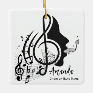 Adorno De Cerámica Regalo para Director de Coro en Blanco y Negro Not