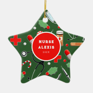 Adorno de cerámica regalo para enfermera en Navida