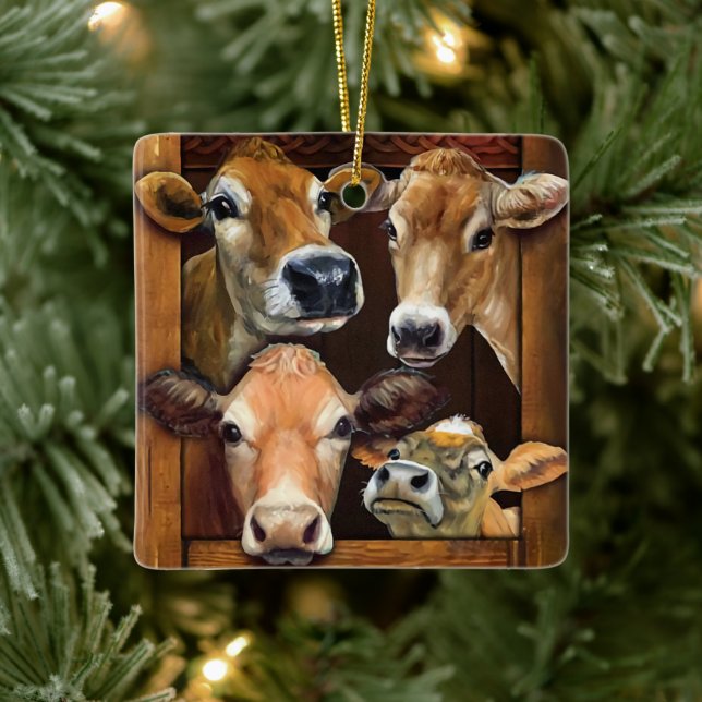 Adorno De Cerámica Regalo Para Ganadero De Vacas Xmas Gracioso Ganade (Árbol)