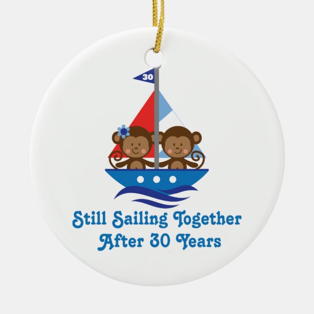 Adorno De Cerámica Regalo para los trigésimos monos del aniversario (Frente)