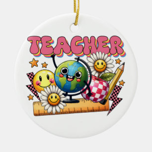 Adorno De Cerámica Regalo para maestros Maestra floral