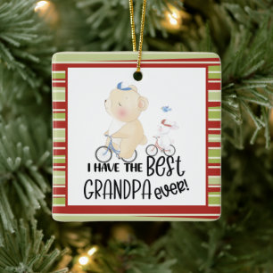 Adorno De Cerámica Regalo para Nieto Oso y Conejo Mejor Abuelo