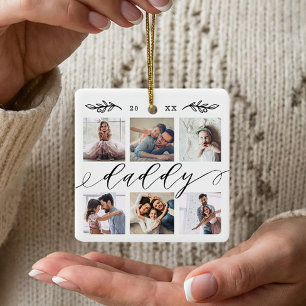 Adorno De Cerámica Regalo para papá Collage de fotos Family Keepsak