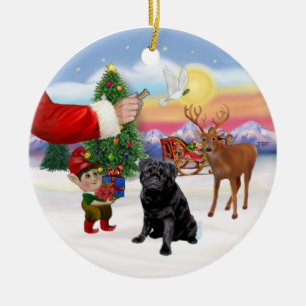 Adorno De Cerámica Regalo para un Pug negro