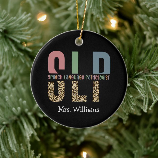 Adorno De Cerámica Regalo patólogo de lenguaje de voz SLP personaliza (Árbol)