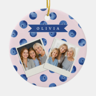 Adorno De Cerámica Regalo Personalizado de Acuarela de Arándanos Azul