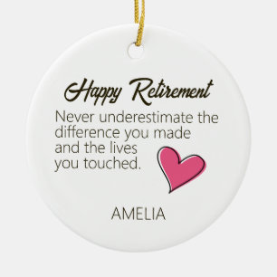 Adorno De Cerámica Regalo Personalizado de Jubilación Feliz con Nombr