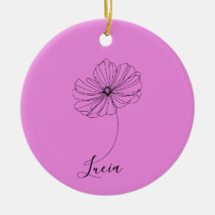 Adorno De Cerámica Regalo personalizado de la flor de nacimiento de C