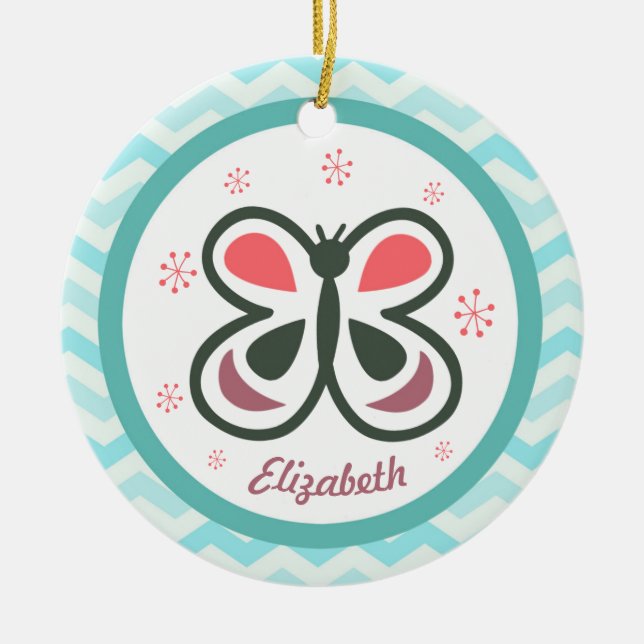 Adorno De Cerámica Regalo personalizado de mariposa moderna para niño (Frente)