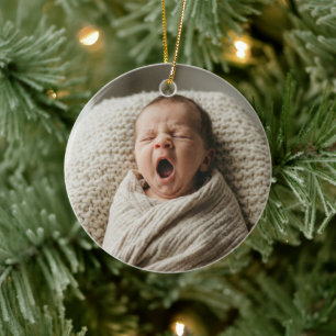 Adorno De Cerámica Regalo personalizado de Navidad con foto de bebé