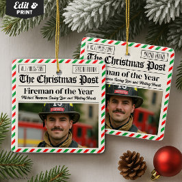 Adorno De Cerámica Regalo personalizado de Navidad para bomberos, div