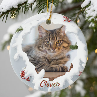Adorno De Cerámica Regalo Personalizado de Navidad para Gato en 3D pa