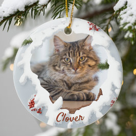 Adorno De Cerámica Regalo Personalizado de Navidad para Gatos 3D para