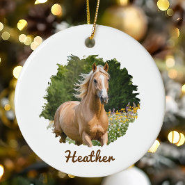Adorno De Cerámica Regalo personalizado de Navidades de caballos para