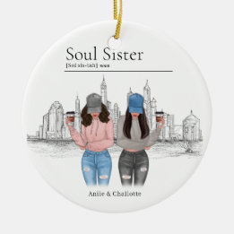 Adorno De Cerámica Regalo personalizado de Navidades de hermanas Soul