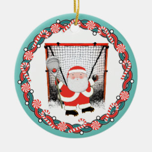 Adorno De Cerámica Regalo personalizado de Navidades de Lacrosse Goal