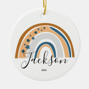 Adorno De Cerámica Regalo personalizado de Recién nacido arcoiris