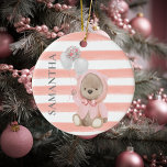 Adorno De Cerámica Regalo personalizado del bebé del Chica rosa de pe<br><div class="desc">Este diseño puede ser personalizado en el área proporcionada cambiando la foto y/o el texto. O puede personalizarse haciendo clic en Personalizar esta plantilla y, a continuación, eligiendo la opción de hacer clic en el personalizar y eliminando o cambiando el color del fondo, agregando texto, cambiando el color o estilo...</div>
