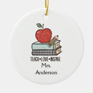 Adorno De Cerámica Regalo personalizado para maestro Enseñar Amar Ins