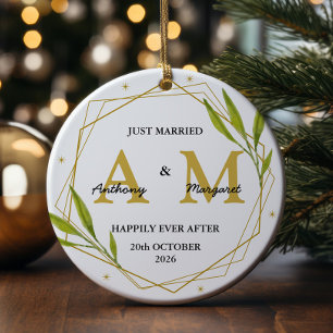 Adorno De Cerámica Regalo personalizado sólo casado Sr. y Sra. Boda