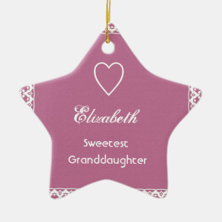 Adorno De Cerámica Regalo rosado y blanco del Granddaugher más dulce