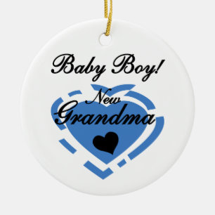 Adorno De Cerámica Regalos azules del corazón del nuevo bebé de la