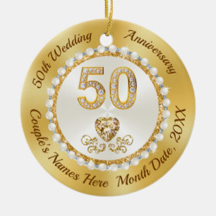 Adorno De Cerámica Regalos baratos de 50 años de Boda, favores de oro