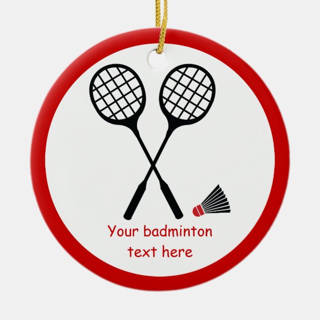 Adorno De Cerámica Regalos de bádminton, personalizado de racquet y d (Frente)
